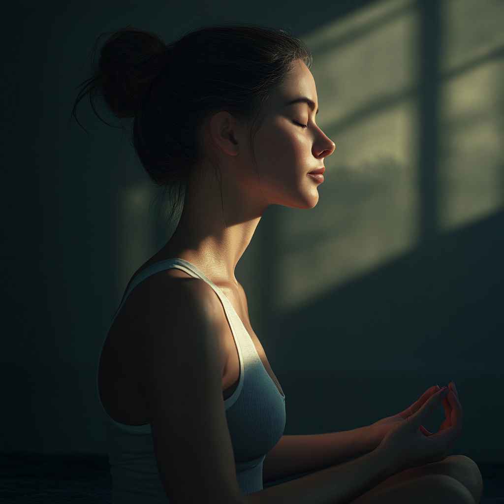 a girl belly breathing