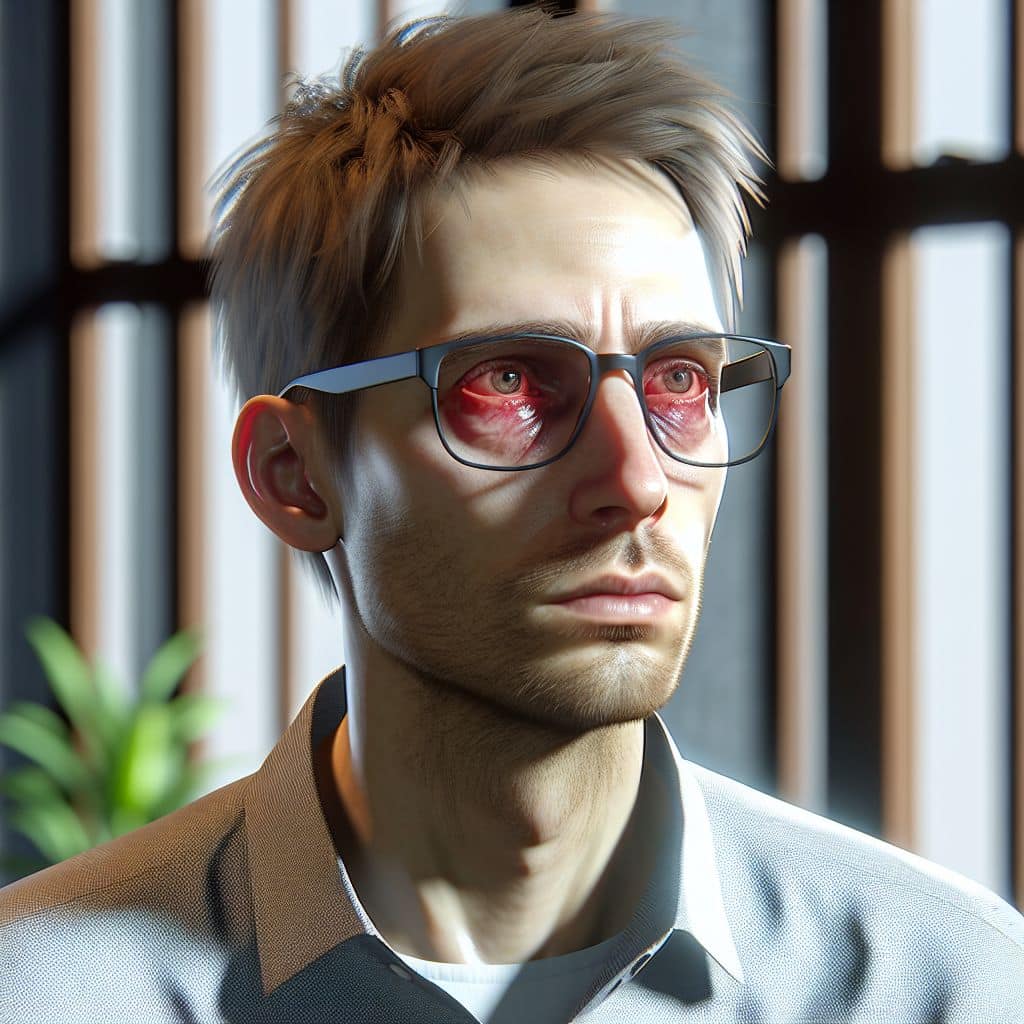 man with eye strain