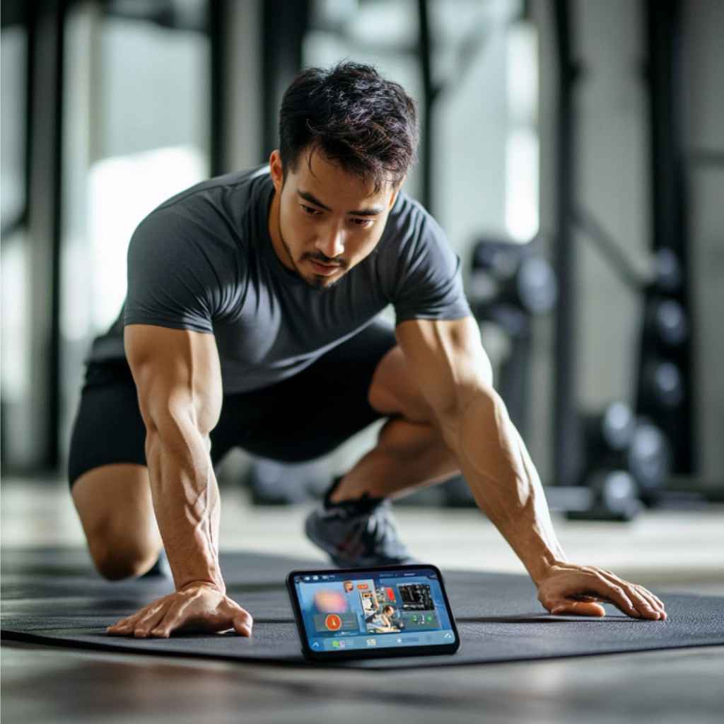 man workout with fitness tracker