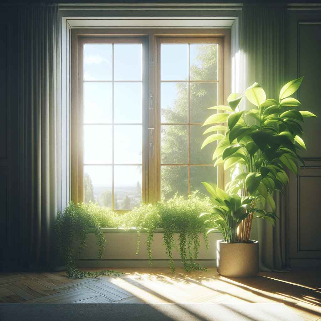 sun rays shining on a vase by the window