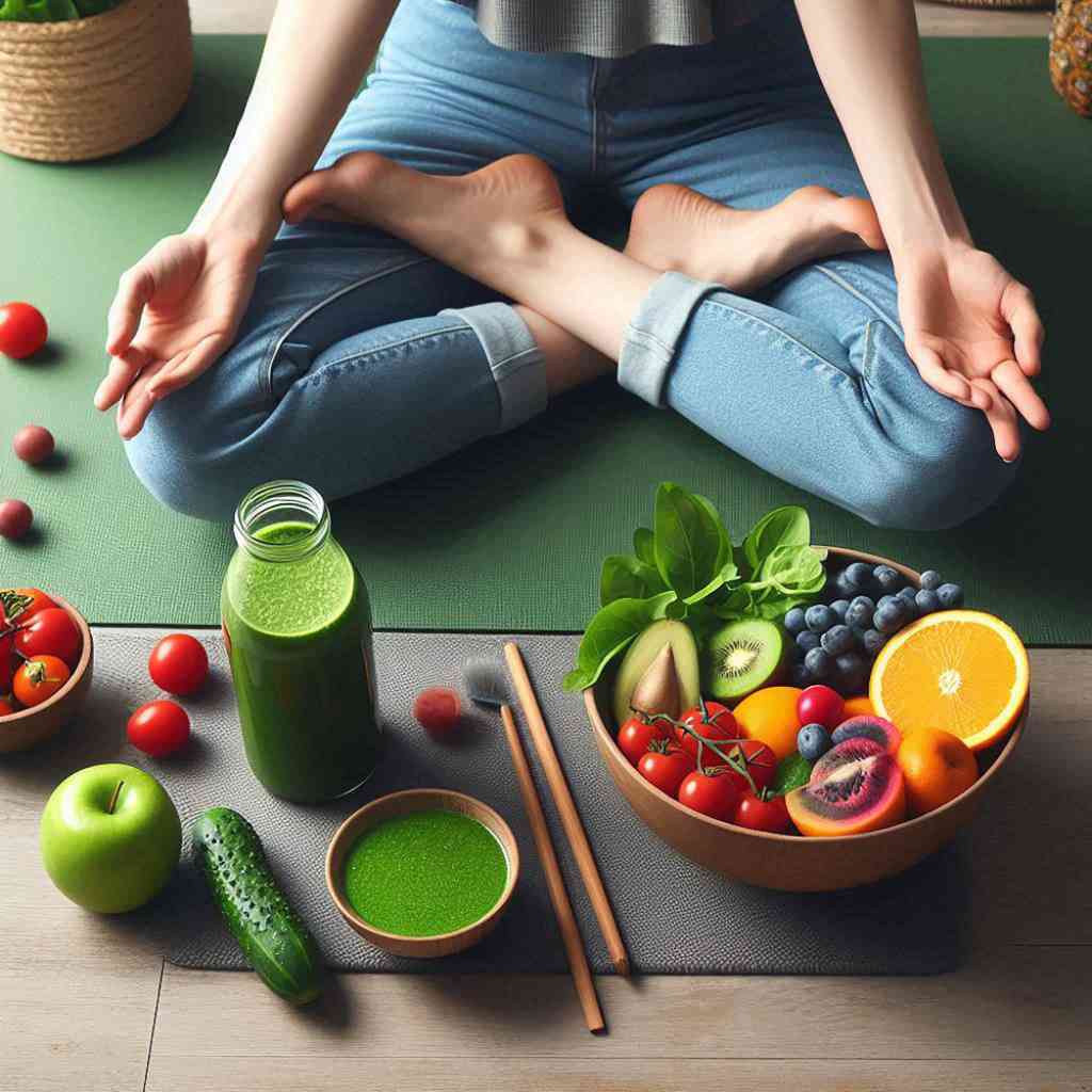 healthy yoga with fruits